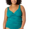 Anne Cole Plus Womens Twist Front Tankini Swim Top Separates In Multi