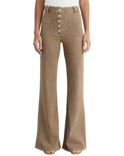 Anne Cole Reiss Cali Twin Pocket Button Flared Jean In Brown