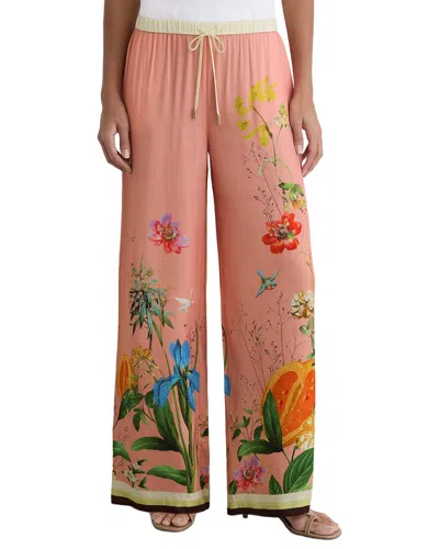 Anne Cole Reiss Petite Milos Tropical Scarf Print Wide Leg Trouser In Brown