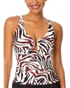 Anne Cole Tiger Dance Ring Front Tankini Swim Top