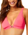 Anne Cole Ring Plunge Tri Top In Pink