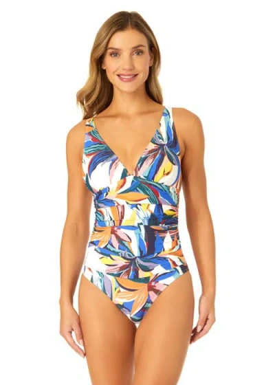 Anne Cole Riviera Floral Soft Band Shirred One Piece Swimsuit