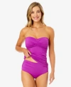 ANNE COLE RUCHED TANKINI HIGH WAIST BIKINI BOTTOMS