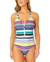 Shop Anne Cole Scoop Neck Zip Front Racerback One-piece