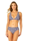 Anne Cole Shibori Geo Ring Plunge Triangle Bikini Swim Top In Shibori Geo Blue