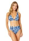 Anne Cole Shibori Geo Ring Plunge Triangle Bikini Swim Top In Tie Dye Ikat