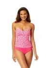 Anne Cole Shibori Geo Twist Front Bandeaukini Swim Top In Pink