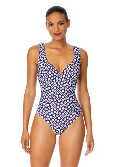ANNE COLE SHIBORI GEO UNDERWIRE PANEL ONE PIECE SWIMSUIT