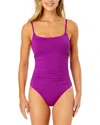 Anne Cole Live In Color Shirred Lingerie Maillot One Piece In Purple