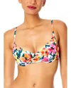 Anne Cole Shirred Underwire Top In Multi
