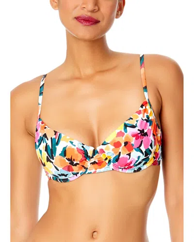 Anne Cole Shirred Underwire Top In Multi