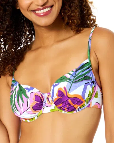 Anne Cole Shirred Underwire Top In White