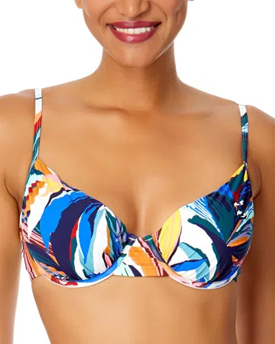 Anne Cole Shirred Underwire Top In Multi