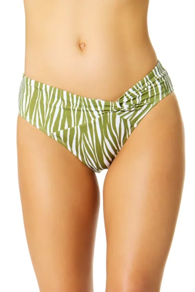 Anne Cole Sierra Woodblock Twist Front Swim Bottom In Green