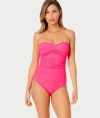 Anne Cole Signature Live In Color Bandeau One-piece In Flamingo Pink