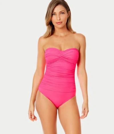 Anne Cole Signature Live In Color Bandeau One-piece In Flamingo Pink