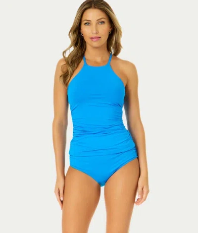 Anne Cole Signature Live In Color High-neck Tankini Top In Sea Salt