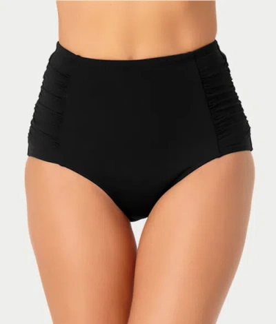 Anne Cole Signature Live In Color High-waist Shirred Bikini Bottom In Black