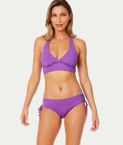 Anne Cole Signature Live In Color Marilyn Halter Bikini Top In Heather Purple