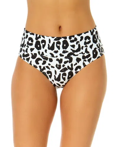 Anne Cole Soft Band Mid Rise Bottom In Black,white Lepord