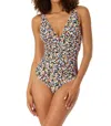 Anne Cole Soft Band Shirred One Piece Swimsuit In Confetti In Multi