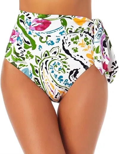 Anne Cole Soft Band Side Tie Swimsuit Bottom In Petal Paisley In Multi