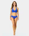 Anne Cole Solid Banded Halter Bikini Top In Blue