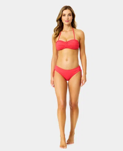 Anne Cole Solid Twist-front Bikini Top In Red