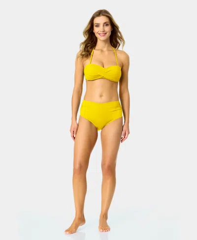 Anne Cole Solid Twist-front Bikini Top In Yellow