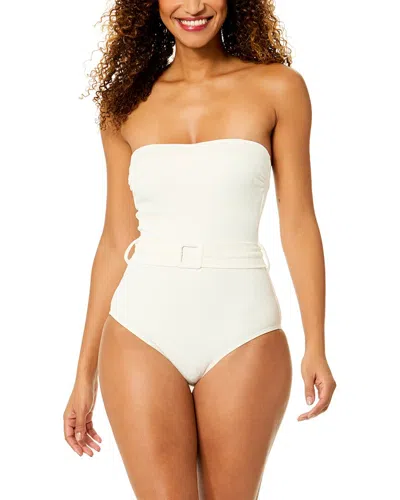 Anne Cole Strapless Belted One-piece In White
