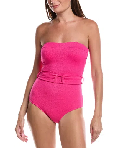 Anne Cole Strapless Belted One-piece In Pink