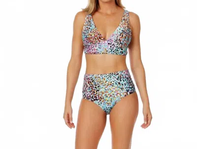 Anne Cole Sunset Dot Fold Over High Waist Shirred Bikini Swim Top And Bottoms In Multi