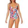 Anne Cole Surplice One-piece Swimsuit In White Multi Color