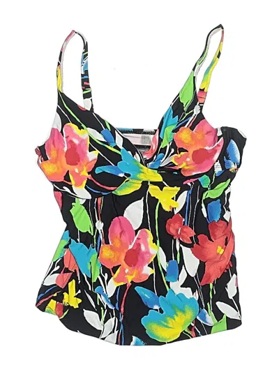 Pre-owned Anne Cole Swimsuit Top Black Floral Pattern Swimwear