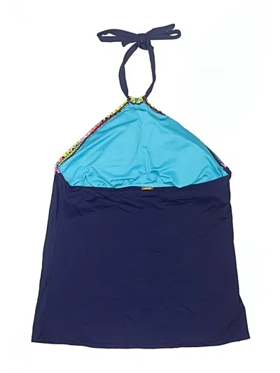 Pre-owned Anne Cole Swimsuit Top Blue Color Block Pattern Swimwear