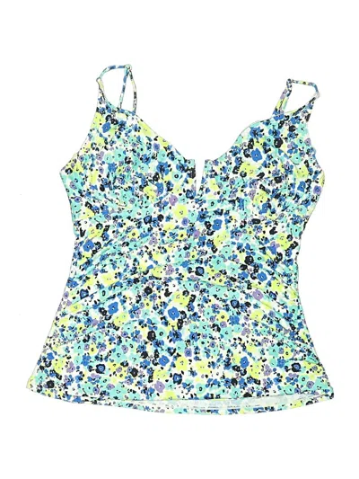 Pre-owned Anne Cole Swimsuit Top Blue Print Pattern Swimwear