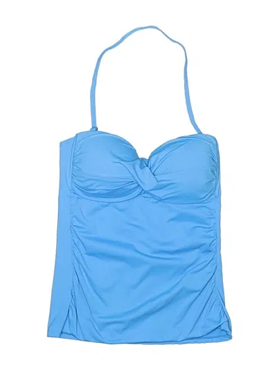 Anne Cole Swimsuit Top Blue Solid Pattern Swimwear In Black