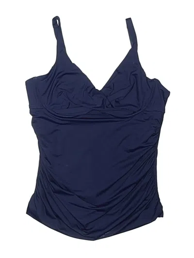 Pre-owned Anne Cole Swimsuit Top Blue Solid Pattern Swimwear