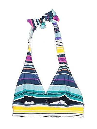 Pre-owned Anne Cole Swimsuit Top Blue Stripes Pattern Swimwear