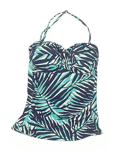 Pre-owned Anne Cole Swimsuit Top Blue Tropical Pattern Sweetheart Neckline Swimwear