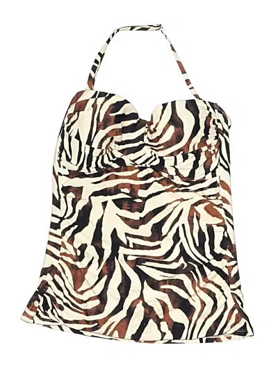 Pre-owned Anne Cole Swimsuit Top Brown Animal Print Pattern Swimwear