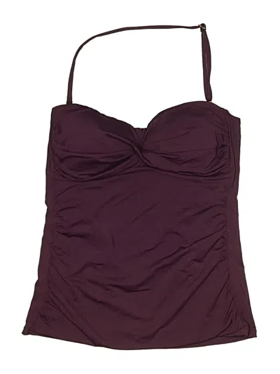 Pre-owned Anne Cole Swimsuit Top Burgundy Solid Pattern Swimwear