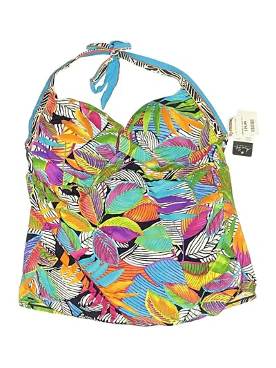 Pre-owned Anne Cole Swimsuit Top Green Print Pattern Swimwear