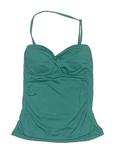 Pre-owned Anne Cole Swimsuit Top Green Solid Pattern Swimwear