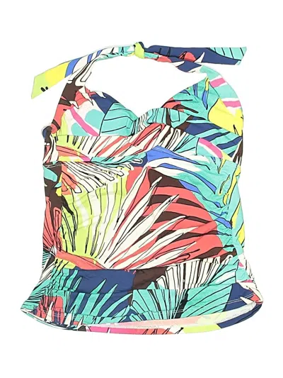 Pre-owned Anne Cole Swimsuit Top Green Tropical Pattern Swimwear