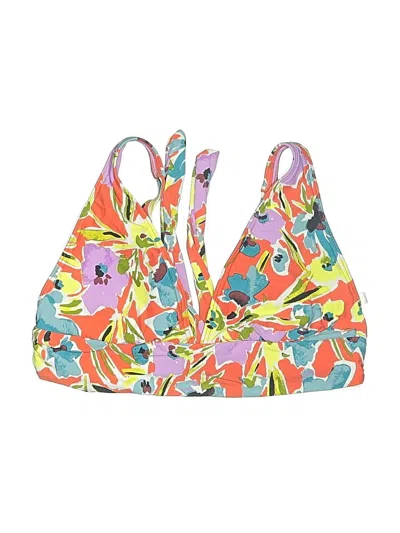 Pre-owned Anne Cole Swimsuit Top Orange Floral Pattern Swimwear