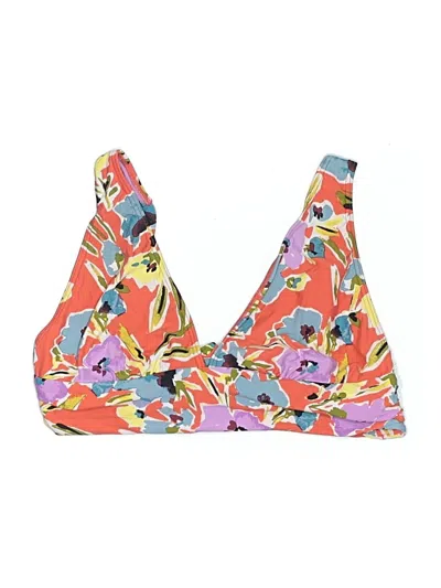 Pre-owned Anne Cole Swimsuit Top Orange Floral Pattern Swimwear