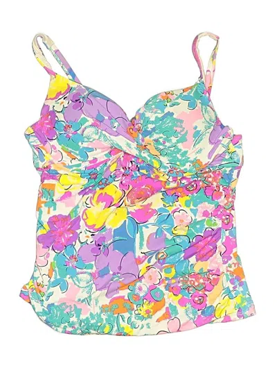 Pre-owned Anne Cole Swimsuit Top Pink Floral Pattern Swimwear
