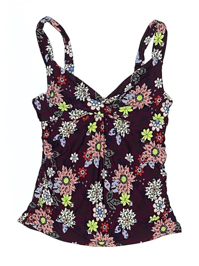 Pre-owned Anne Cole Swimsuit Top Purple Floral Pattern Swimwear