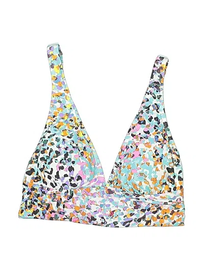 Pre-owned Anne Cole Swimsuit Top White Print Pattern Swimwear